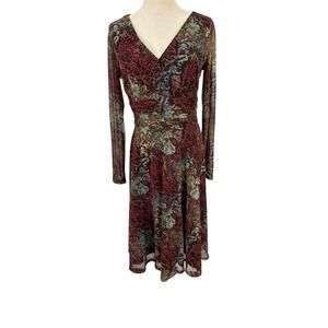 Vtg 90s Coldwater Creek Dress Sz 8 Mush Overlay Floral Paisley‎ Boho Hippie Fall
